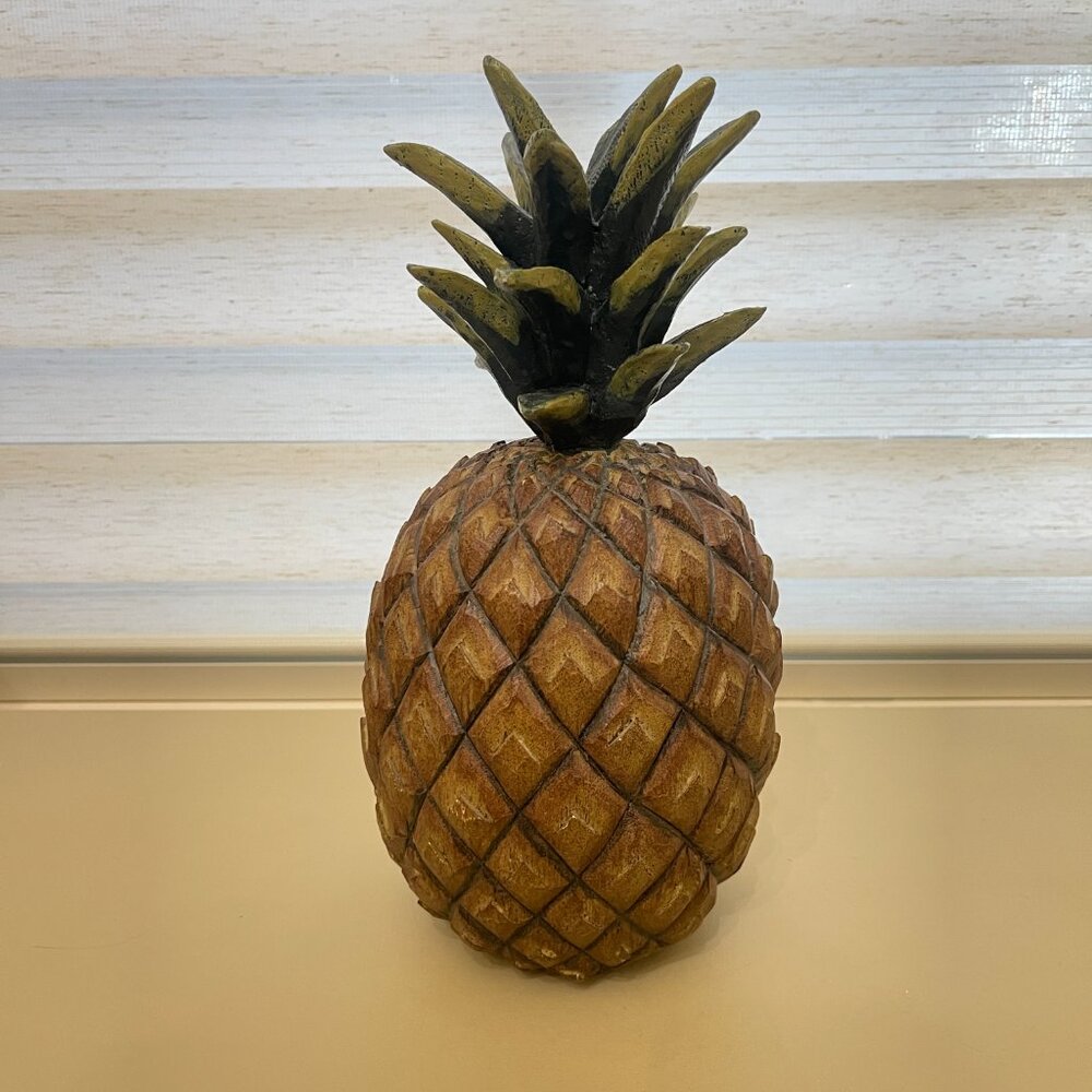 David Harden Hand Carved Pineapple Signed Folk Art Wood Vintage